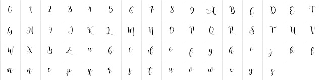 nicole script Regular  glyph index