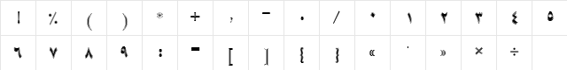 B Sara Regular  glyph index