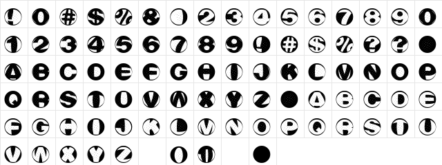 RainyNight Medium  glyph index