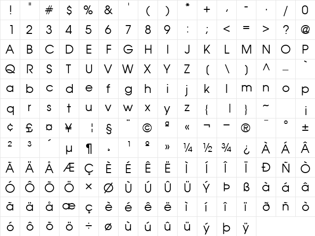 Forefront BookSH  glyph index