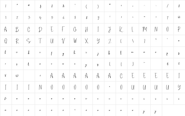 Roytafa Regular  glyph index