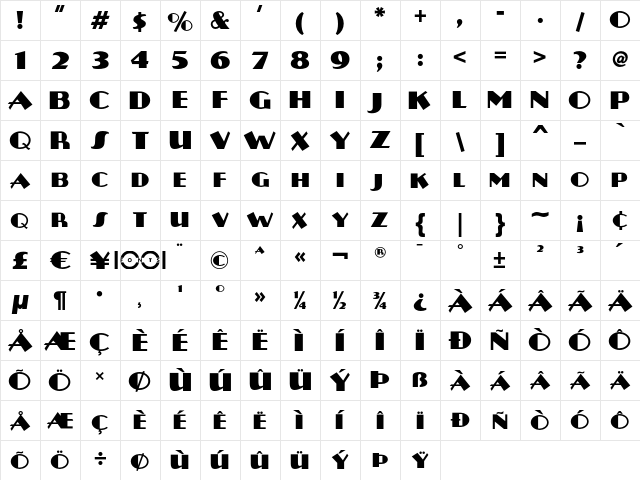 Plug Nickel NF Regular  glyph index