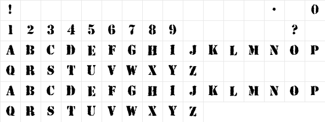 Wanted Regular  glyph index