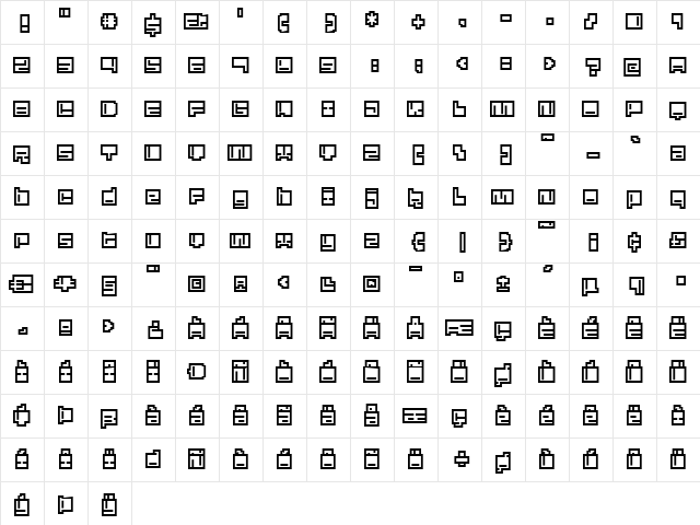 Mezcal-Outline Regular  glyph index