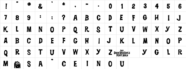 DickVanDykeBold Regular  glyph index
