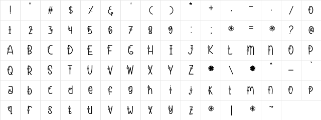 Flowa Regular  glyph index