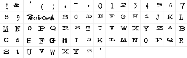 Facelift Regular  glyph index