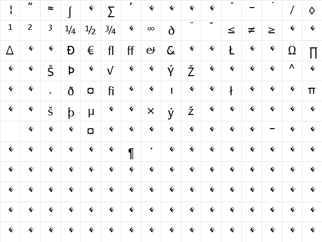 PageSans-LightExpert Regular  glyph index