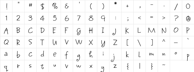 Sunnydale Regular  glyph index