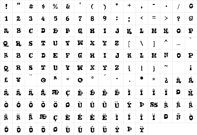 Gomoku Rg Regular  glyph index