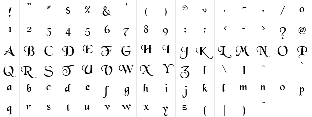 Newborough Regular  glyph index