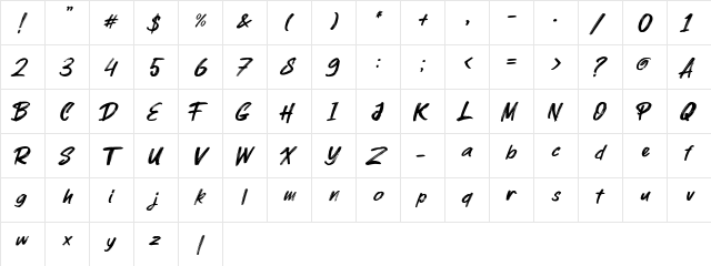 Parkway Lush Regular  glyph index