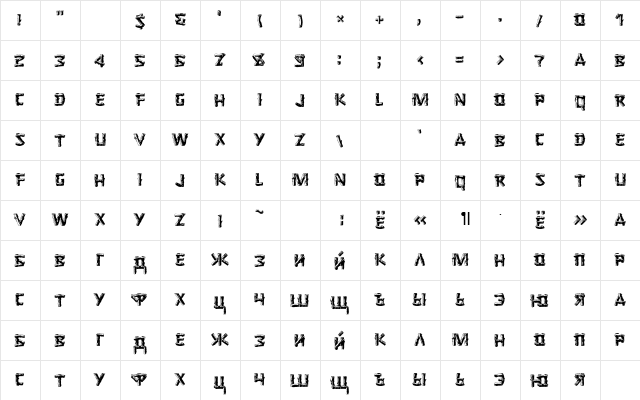 Logger Cyr Regular  glyph index