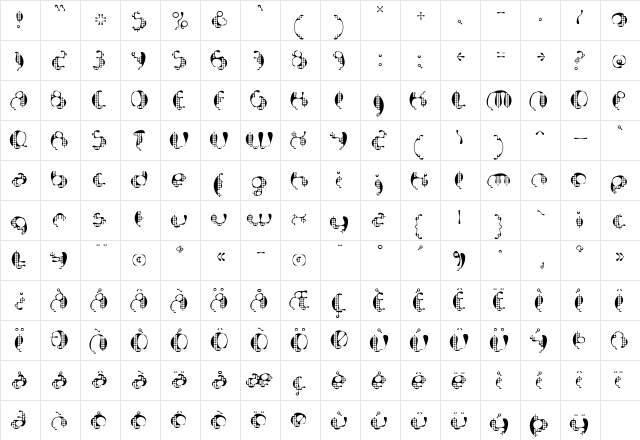 Bionic Regular  glyph index