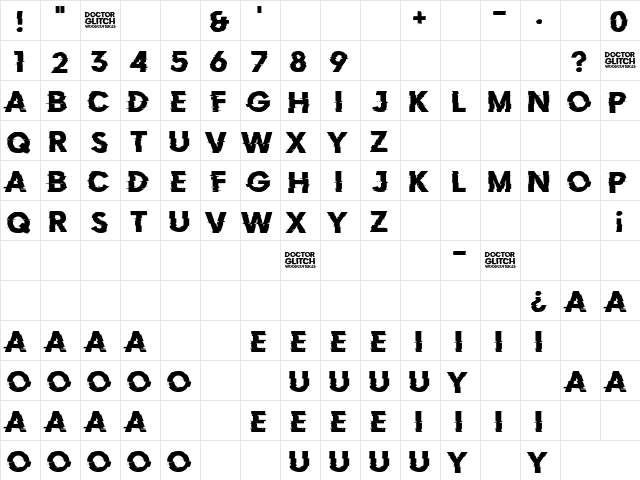 Doctor Glitch Regular  glyph index