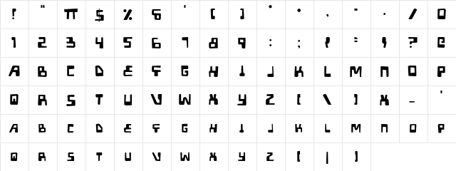 XPED Distressed Distressed  glyph index