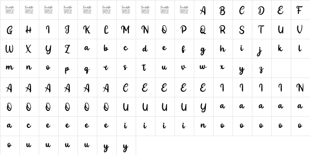 Penyet Personal Use  glyph index