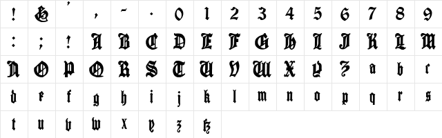 Cantebriggia Regular  glyph index