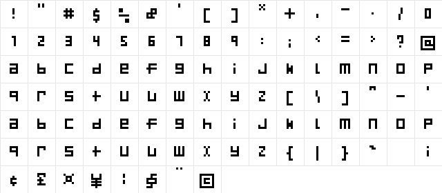 SP1ff Medium  glyph index