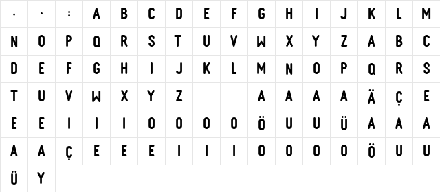 Kohne Makina Regular  glyph index