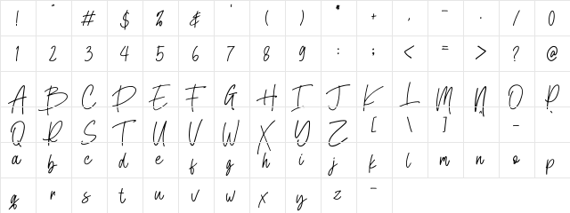 Kastangel Demo Regular  glyph index