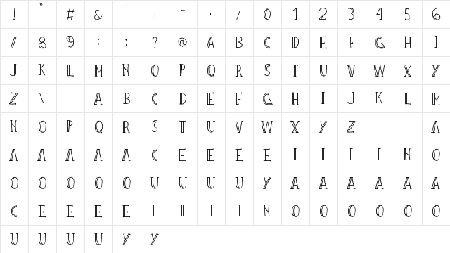 Barista Regular  glyph index
