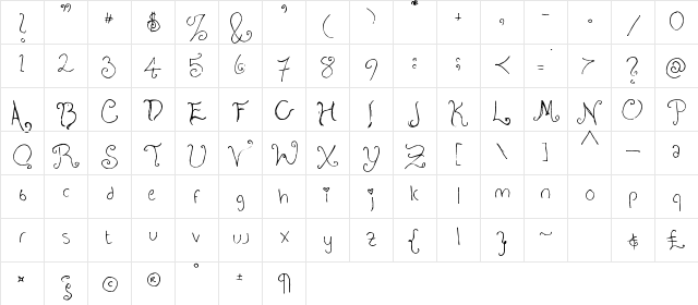 i-hearts Regular  glyph index