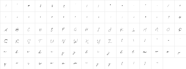 Brian Strait Regular  glyph index