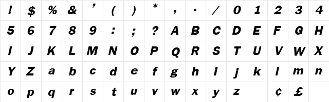 Patella Oblique  glyph index