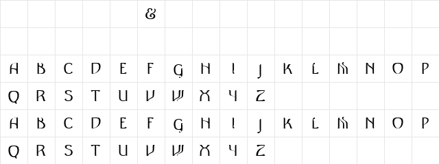 Antique Row Normal  glyph index