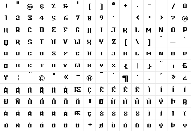 Promdate Regular  glyph index
