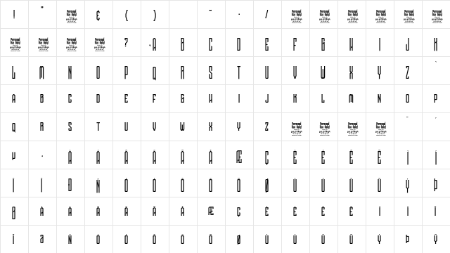 Noggovoso Personal Use Regular  glyph index