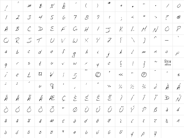 LEHN054 Regular  glyph index