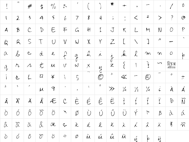 LEHN137 Regular  glyph index