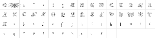 Andrade Swash  glyph index