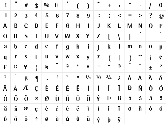 RotisSemiSans ExtraBold Regular  glyph index