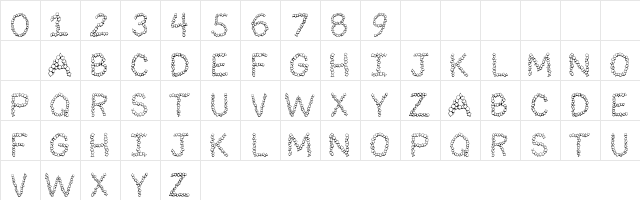101! Confetti LetterZ Regular  glyph index
