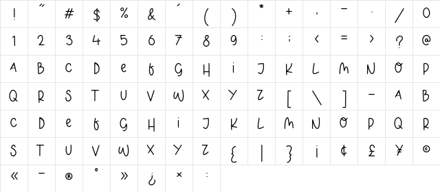 BLINKY SEASON Regular  glyph index