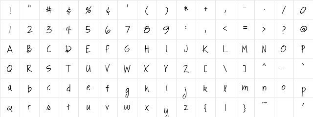 CK Toehead Regular  glyph index