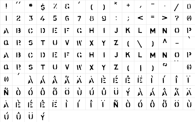 Stockstill Solid Regular  glyph index