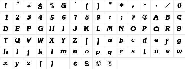Vitica Display SSi Italic  glyph index