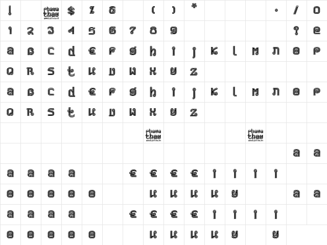 Phaya Thai Regular  glyph index