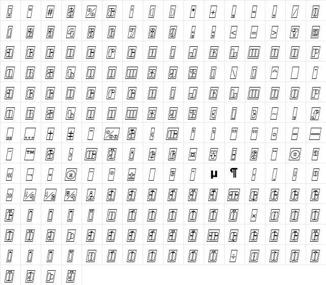 a_GladeCmOtlSl Regular  glyph index