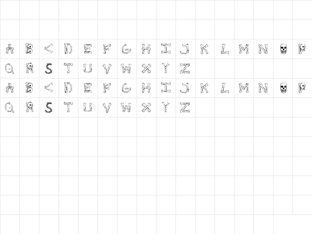 Bonified Regular  glyph index