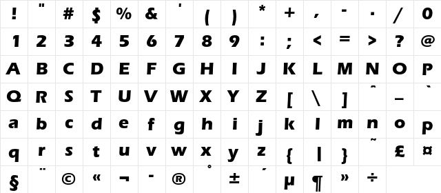 ErasBoldC Regular  glyph index