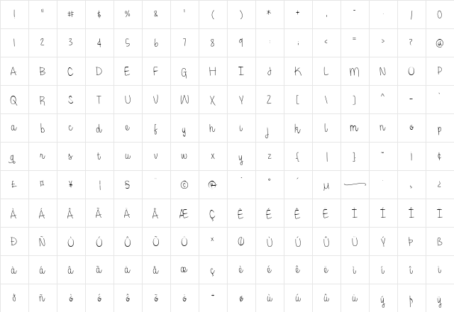Georgina Light  glyph index