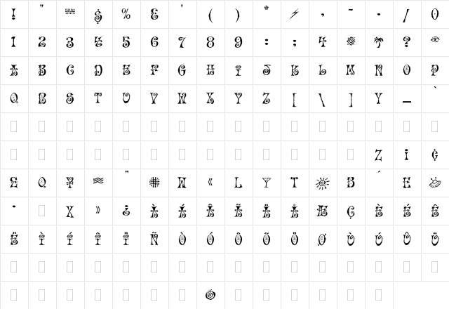 Mo Funky Fresh Plain  glyph index