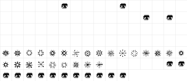 Zone23_gothics Normal  glyph index