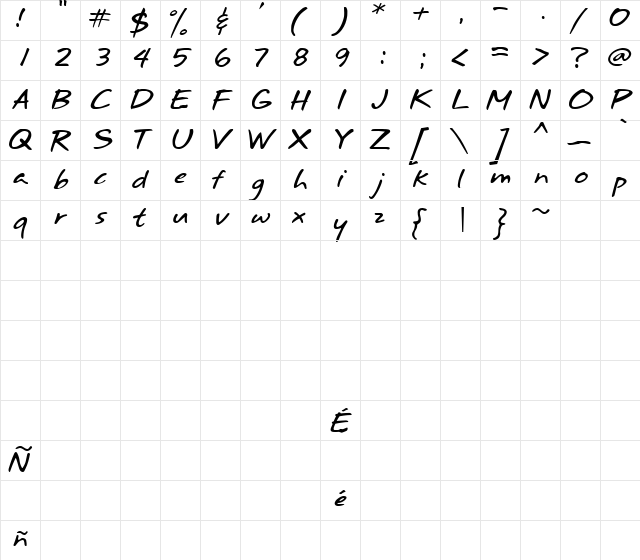 Annifont Italic  glyph index