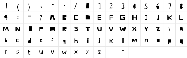 Electro Regular  glyph index